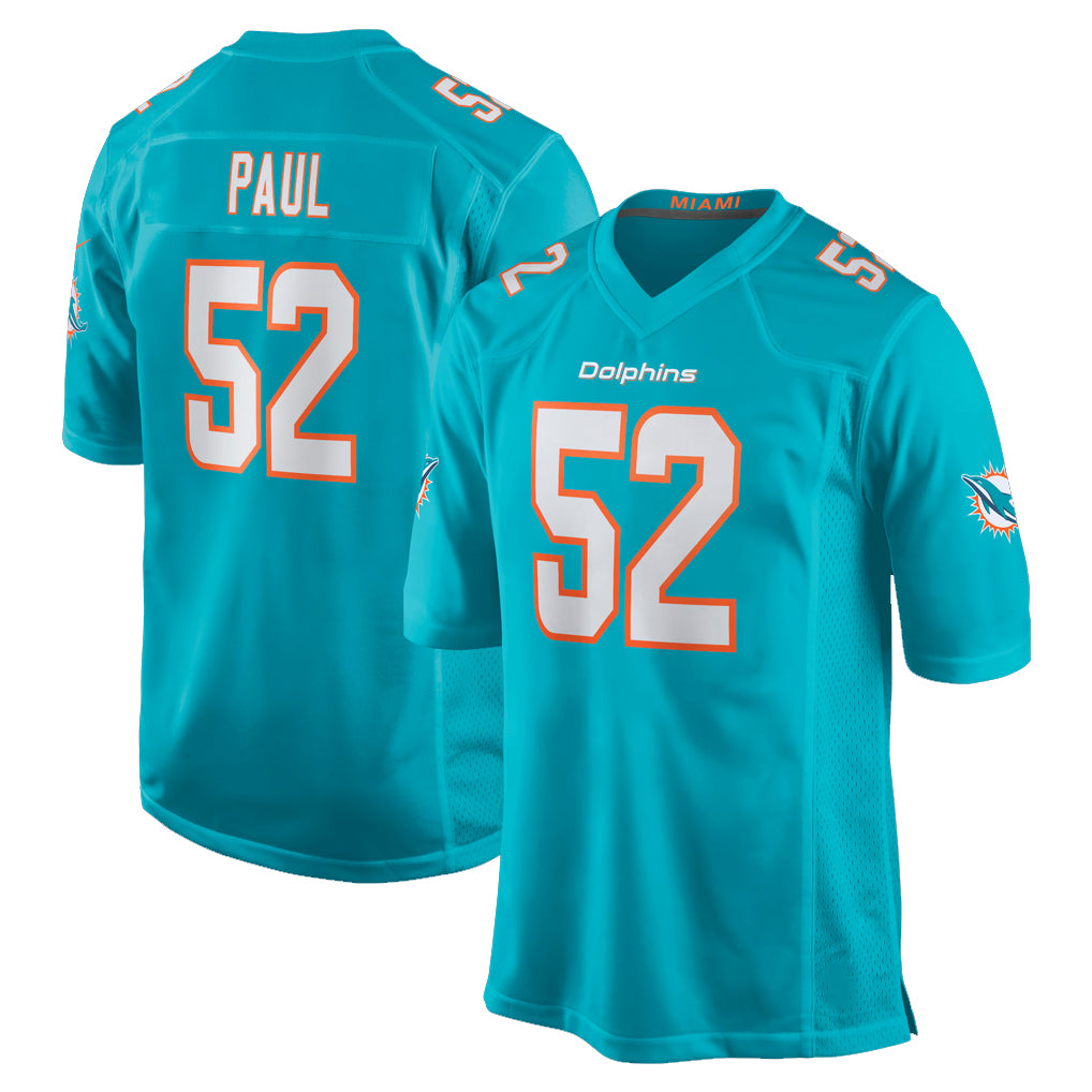 M.Dolphins #52 Patrick Paul Player Aqua Home Game Ldoa Stitched Jerseys