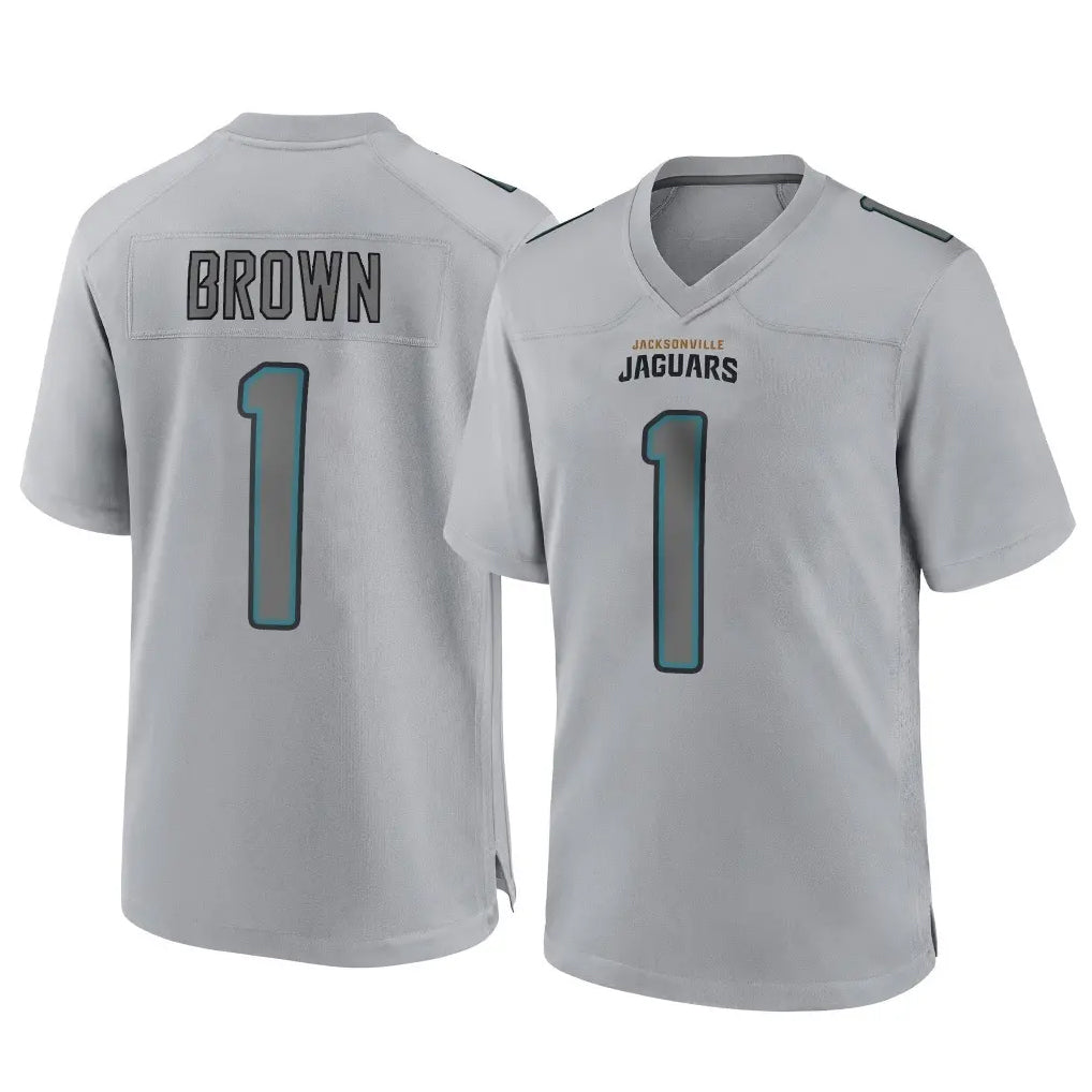 J.Jaguars #1 Montaric Brown Player Gray Atmosphere Fashion Home Game Ldoa Stitched Jerseys