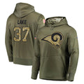 LA.Rams #37 Quentin Lake Player Olive Salute to Service Pullover Hoodies Home Game Ldoa Stitched Jerseys