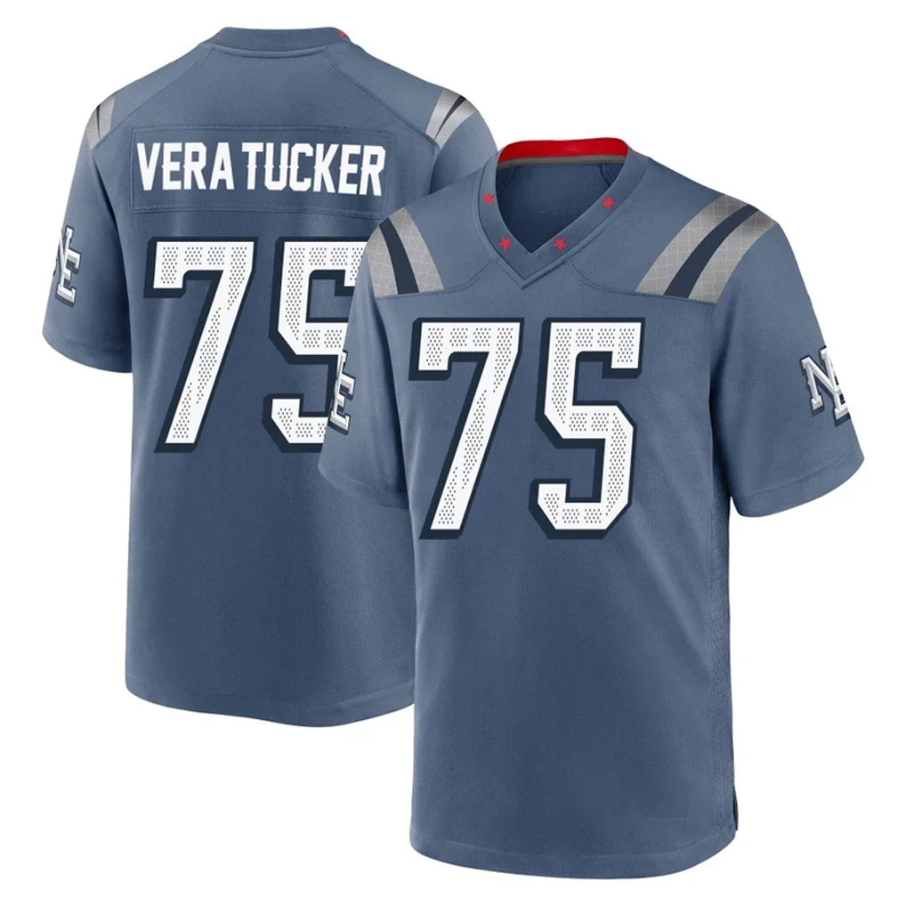 NE.Patriots #75 Alijah Vera-Tucker Player Blue Rivalries Collection Home Game Ldoa Stitched Jerseys