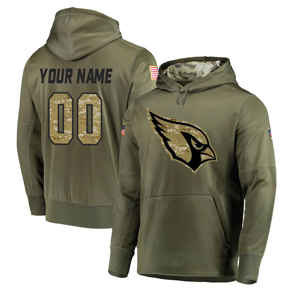 Custom A.Cardinals Olive Salute to Service Limited Hoodie Any Name & Numbers Ldoa Stitched Jerseys