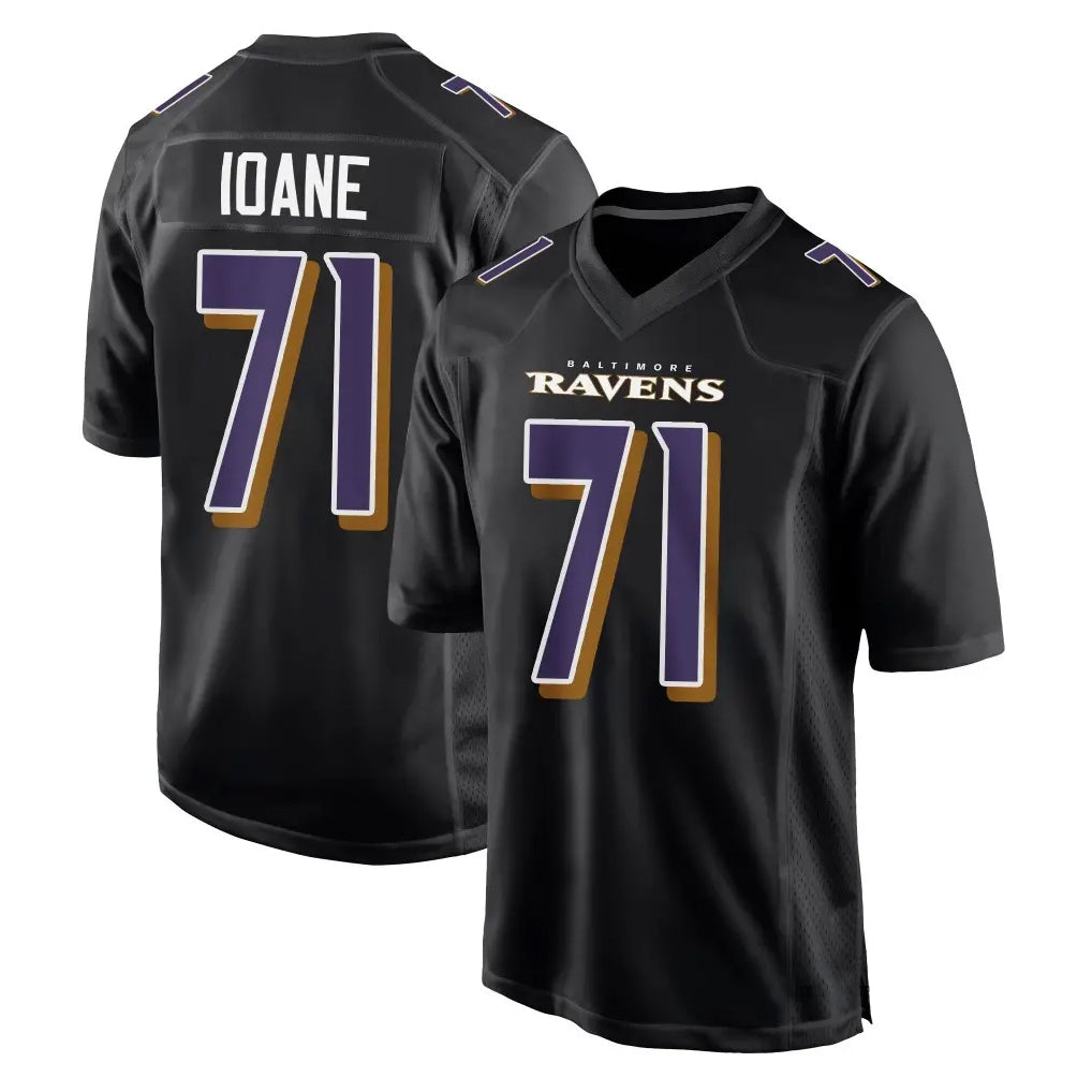 B.Ravens #71 Olaivavega Ioane Player Black Carbon Fashion Home Ldoa Stitched Jerseys