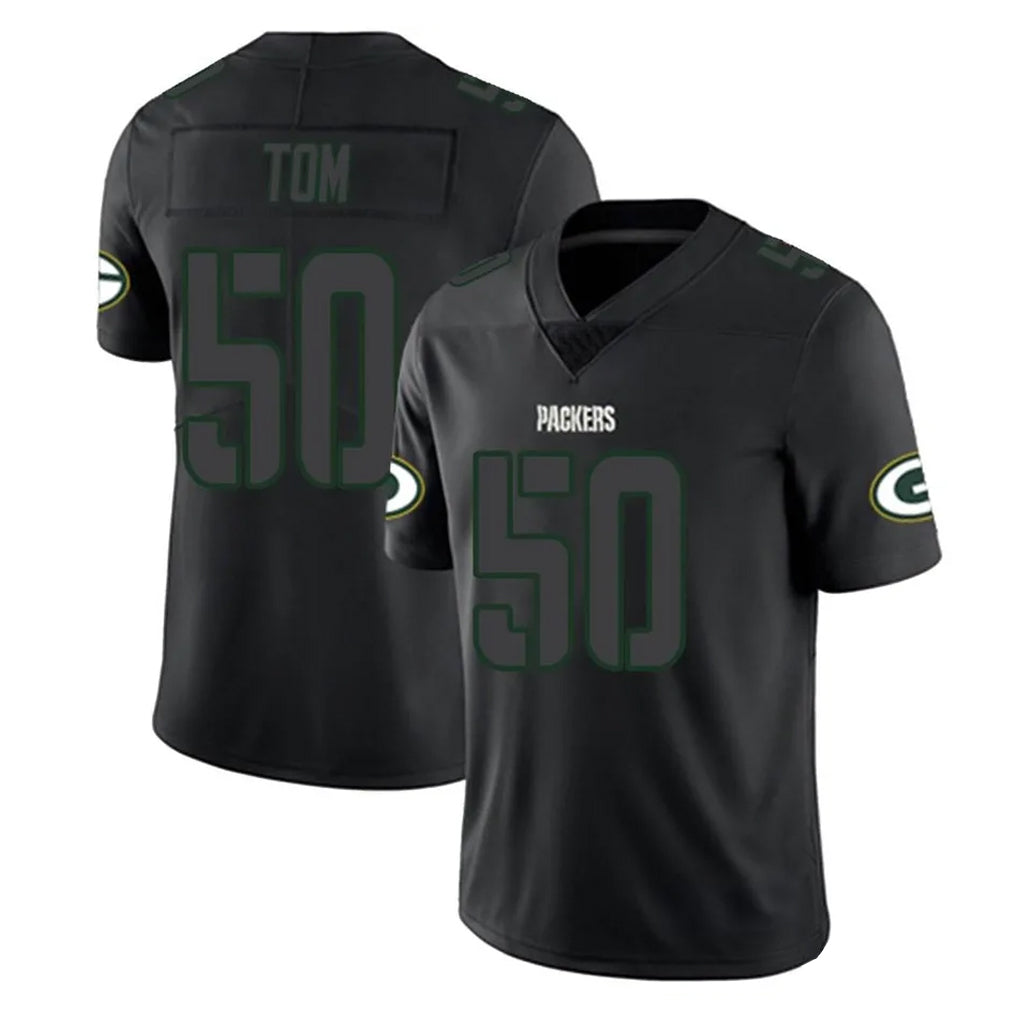 GB.Packers #50 Zach Tom Player Black Impact Limited Home Game Ldoa Stitched Jerseys