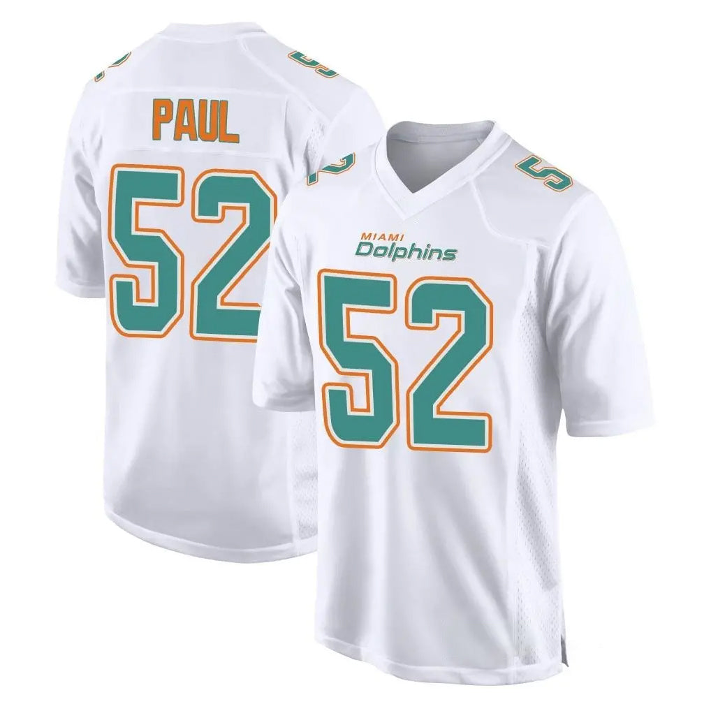 M.Dolphins #52 Patrick Paul Player White Fashion Home Game Ldoa Stitched Jerseys