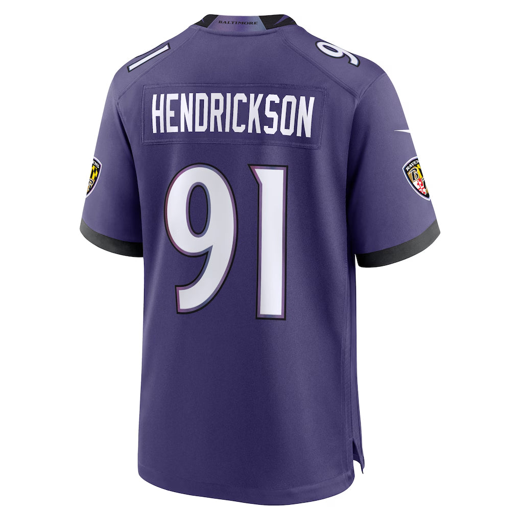 B.Ravens #91 Trey Hendrickson Player Purple Home Game Ldoa Stitched Jerseys