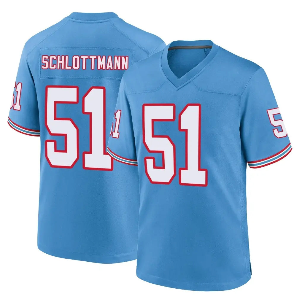 T.Titans #51 Austin Schlottmann Player Light Blue Oilers Throwback Home Game Ldoa Stitched Jerseys