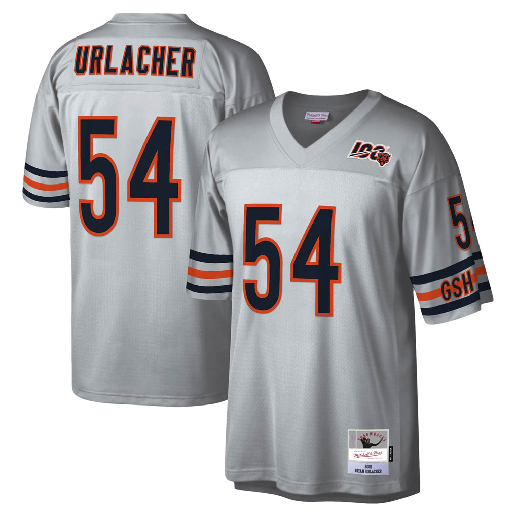 C.Bears #54 Brian Urlacher Player Silver Mitchell & Ness Legacy Replica Ldoa Stitched Jerseys