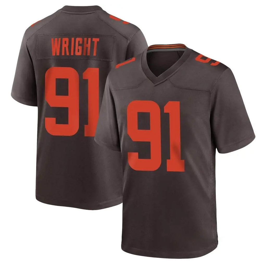 C.Browns #91 Alex Wright Player Brown Alternate Home Game Ldoa Stitched Jerseys