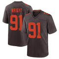 C.Browns #91 Alex Wright Player Brown Alternate Home Game Ldoa Stitched Jerseys