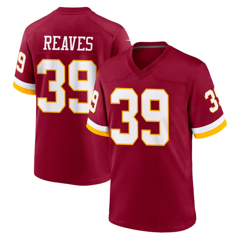 W.Commanders #39 Jeremy Reaves Player Burgundy Game Home Ldoa Stitched Jerseys