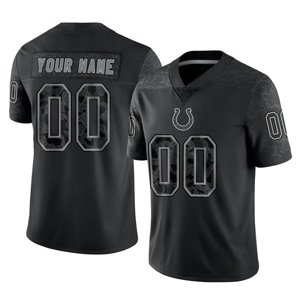 Custom IN.Colts Black Reflective Limited Game Any Name & Numbers Ldoa Stitched Jerseys