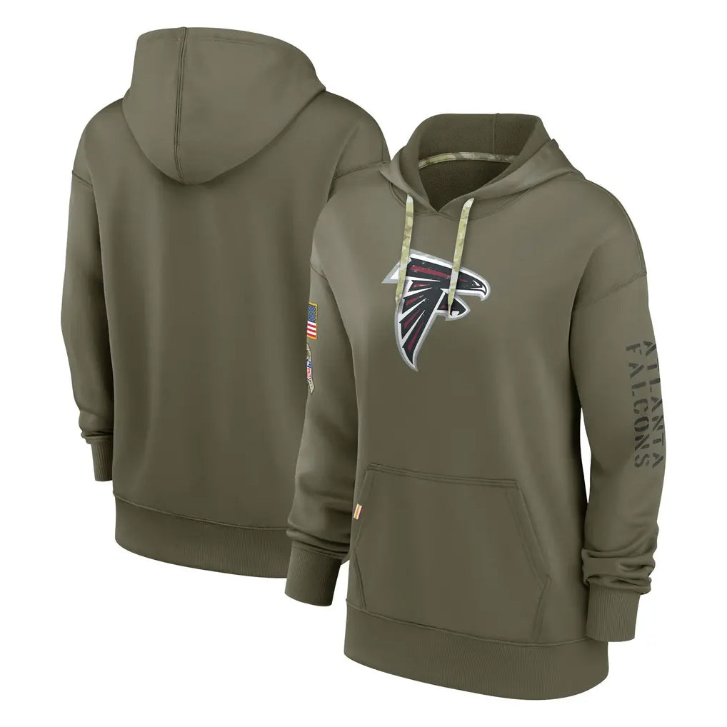 A.Falcons ## Falcons Blank Player Olive 2025 Salute to Service Pullover Hoodie Ldoa Stitched Jerseys