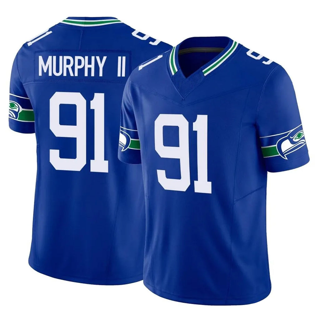 S.Seahawks #91 Byron Murphy II Player Royal Limited Throwback Vapor F.U.S.E. Home Game Ldoa Stitched Jerseys