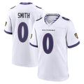 B.Ravens #0 Roquan Smith Player White Purple Home Game Ldoa Stitched Jerseys