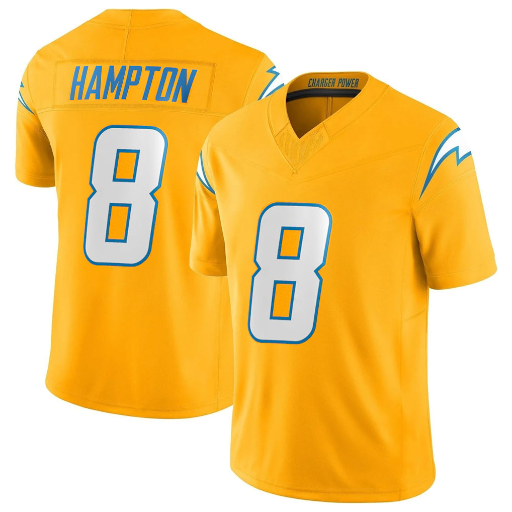 LA.Chargers #8 Omarion Hampton Player Gold Limited Vapor F.U.S.E. Home Game Ldoa Stitched Jerseys