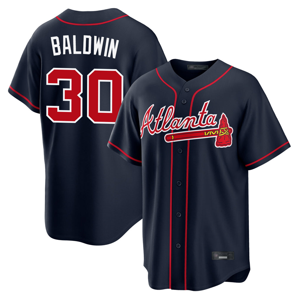 A.Braves #30 Drake Baldwin Player Navy Home Game Ldoa Stitched Jerseys