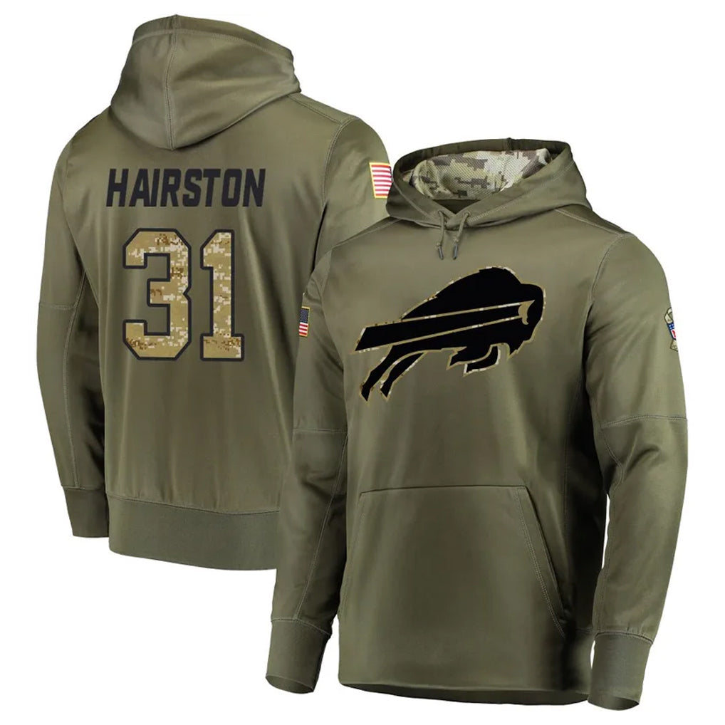 B.Bills #31 Maxwell Hairston Player Olive Salute to Service Hoodies Game Ldoa Stitched Jerseys