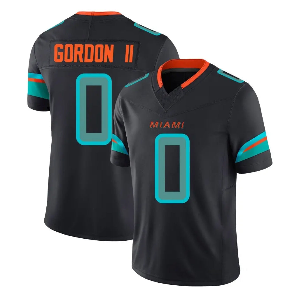 M.Dolphins #0 Ollie Gordon II Player Black Limited Pitch Rivalries Collection Home Game Ldoa Stitched Jerseys