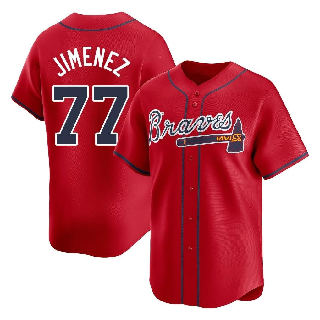 A.Braves #77 Joe Jimenez Player Red Limited Home Game Ldoa Stitched Jerseys