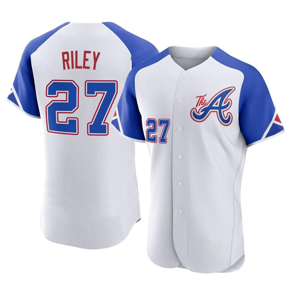 A.Braves #27 Austin Riley Player White City Connect Limited Elite Home Game Ldoa Stitched Jerseys