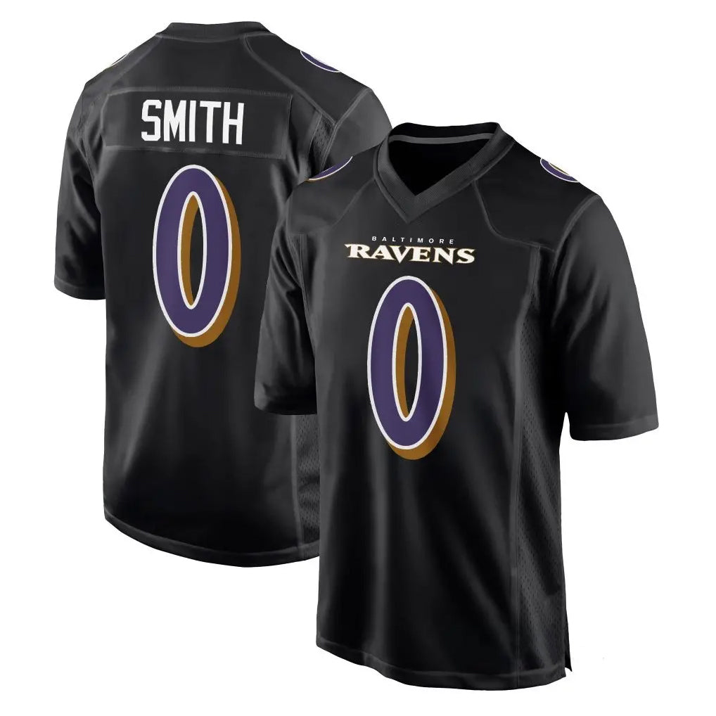 B.Ravens #0 Roquan Smith Player Black Carbon Fashion Home Game Ldoa Stitched Jerseys