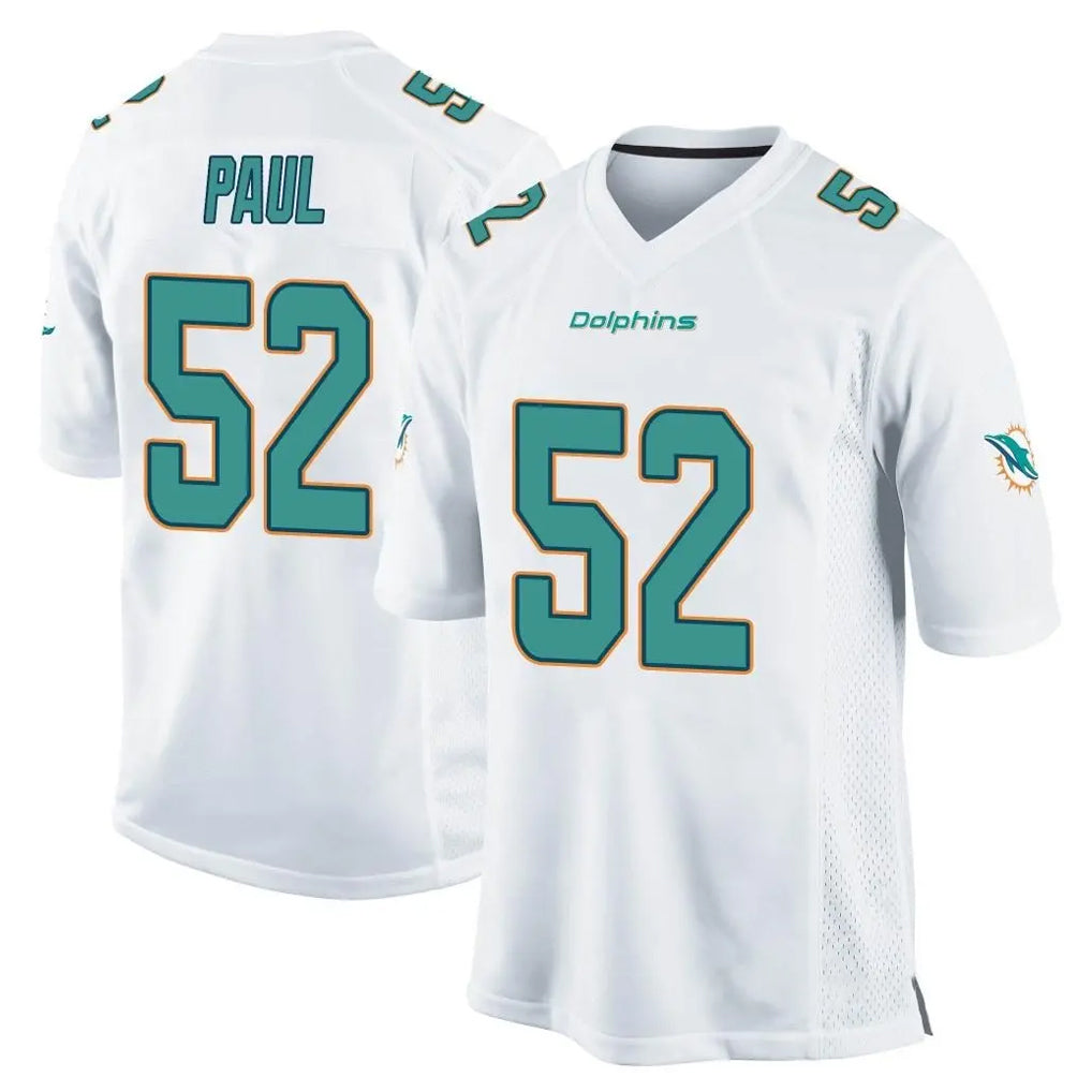 M.Dolphins #52 Patrick Paul Player White Home Game Ldoa Stitched Jerseys