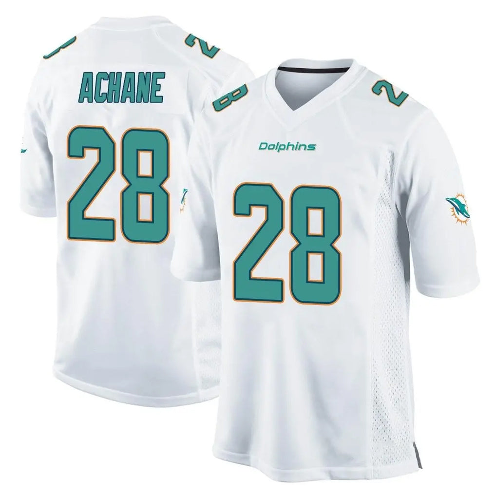 M.Dolphins #28 De'Von Achane Player White Home Game Ldoa Stitched Jerseys