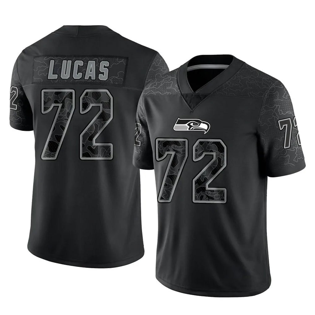 S.Seahawks #72 Abraham Lucas Player Black Limited Reflective Home Game Ldoa Stitched Jerseys