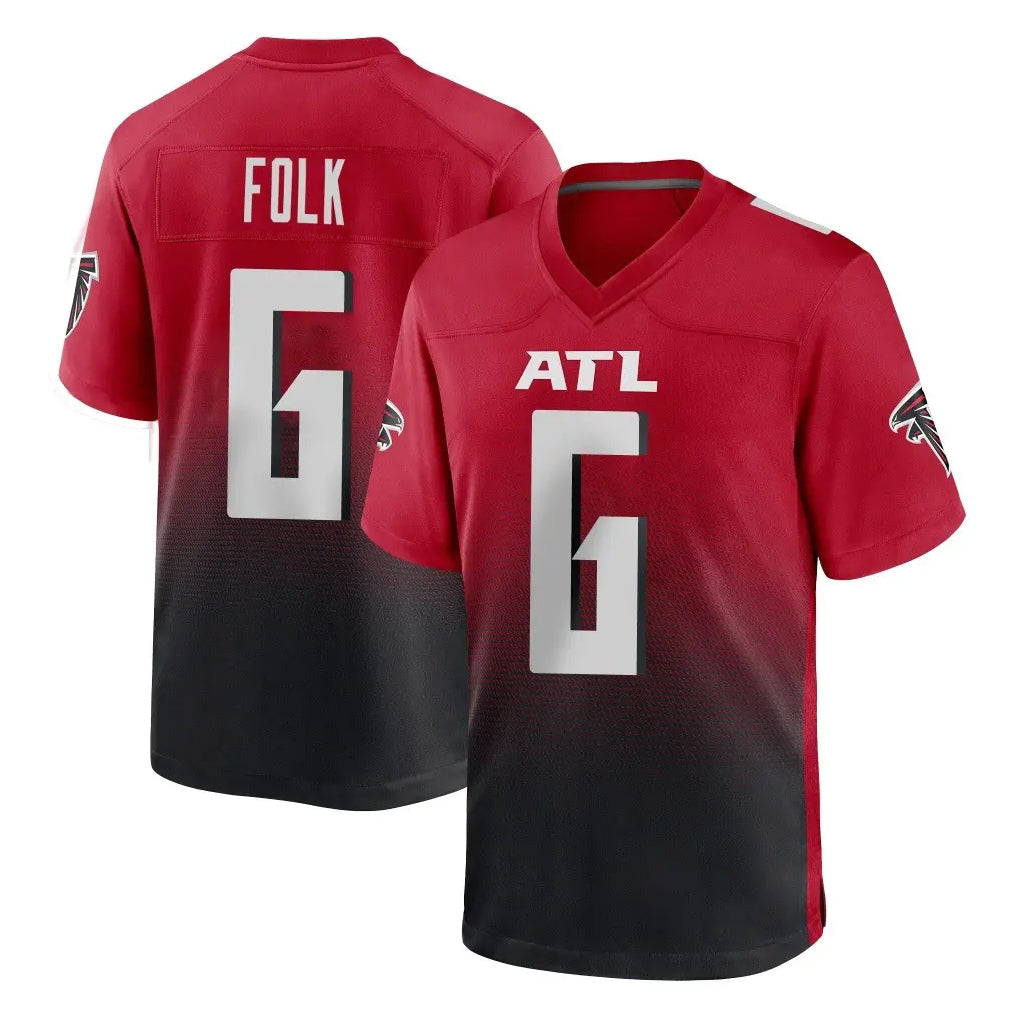 A.Falcons #6 Nick Folk Player Red Home Game Ldoa Stitched Jerseys