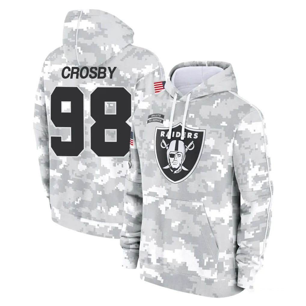 LV.Raiders #98 Maxx Crosby Player Arctic Camo Salute to Service Hoodies Limited Game Ldoa Stitched Jerseys