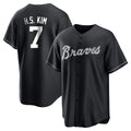 A.Braves #7 Ha-Seong Kim Player Black Home Game Ldoa Stitched Jerseys