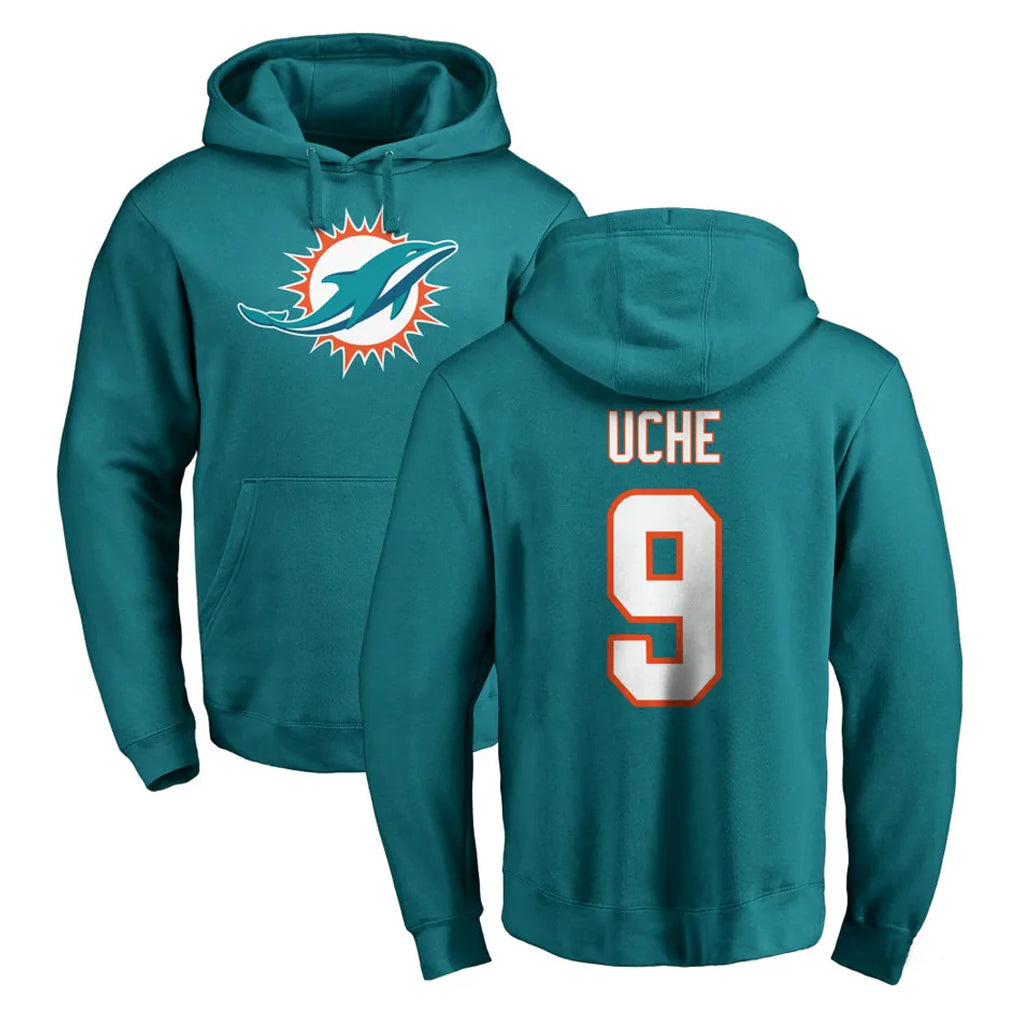 M.Dolphins #9 Joshua Uche Player Aqua LOGO Pullover Hoodies Limited Ldoa Stitched Jerseys