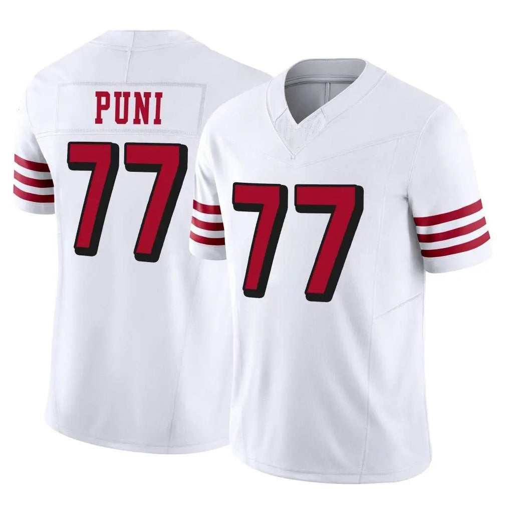 SF.49ers #77 Dominick Puni Player White Limited Alternate Vapor F.U.S.E. Home Game Ldoa Stitched Jerseys