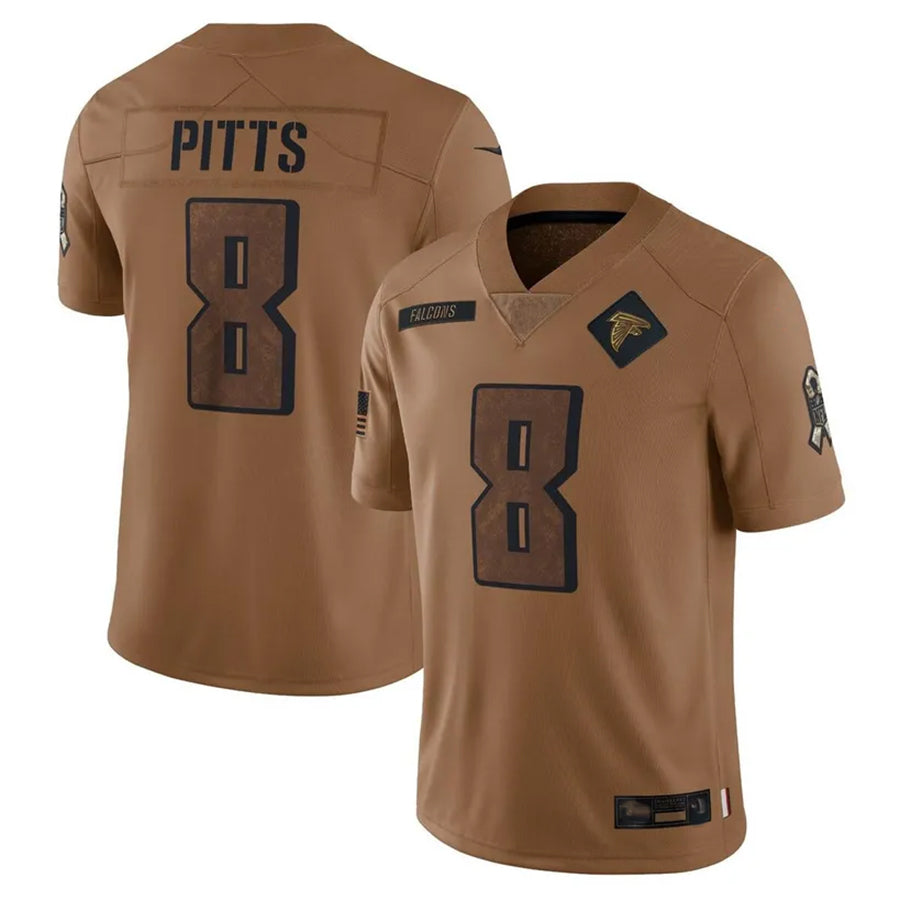 A.Falcons #8 Kyle Pitts Sr. Player Brown Salute To Service Limited Ldoa Stitched Jerseys