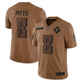 A.Falcons #8 Kyle Pitts Sr. Player Brown Salute To Service Limited Ldoa Stitched Jerseys