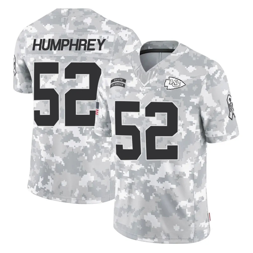 KC.Chiefs #52 Creed Humphrey Player Arctic Camo Salute To Service Limited Game Ldoa Stitched Jerseys