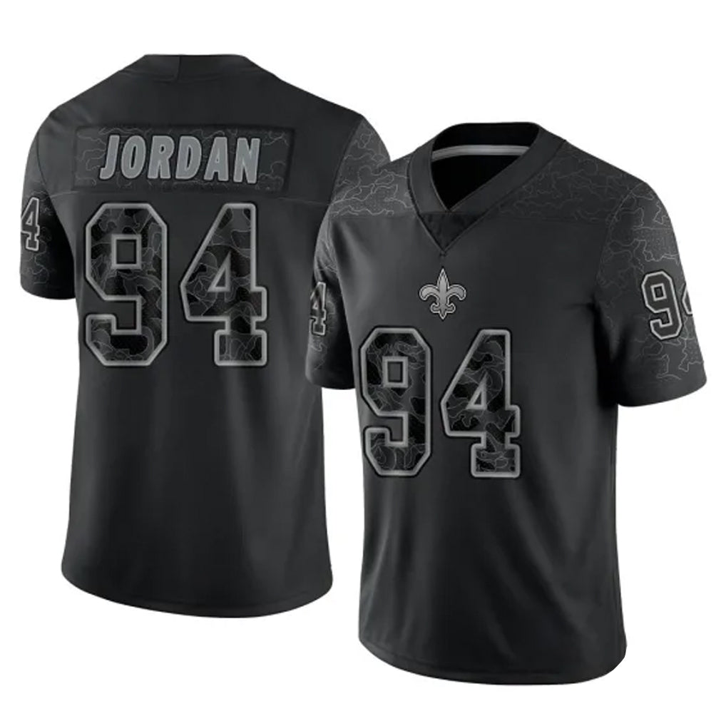 NO.Saints #94 Cameron Jordan Player Black Limited Reflective Home Game Ldoa Stitched Jerseys