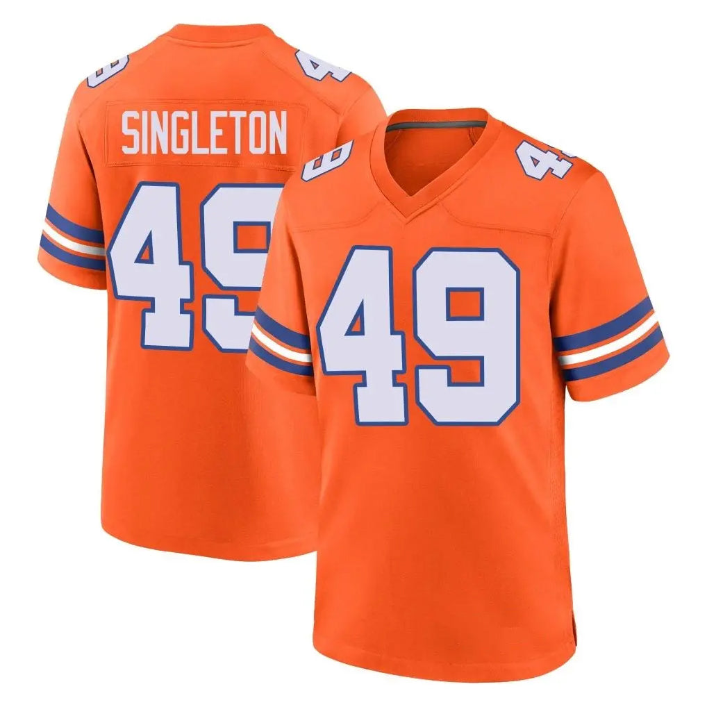 D.Broncos #49 Alex Singleton Player Orange Alternate Collection Throwback Game Ldoa Stitched Jerseys