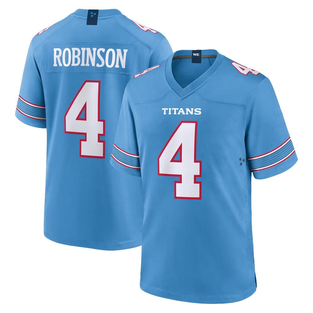 T.Titans #4 Wan'Dale Robinson Player Light Blue 2026 Game Home Ldoa Stitched Jerseys