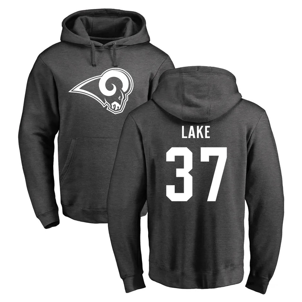 LA.Rams #37 Quentin Lake Player Gray Pullover Hoodie Limited Game Ldoa Stitched Jerseys