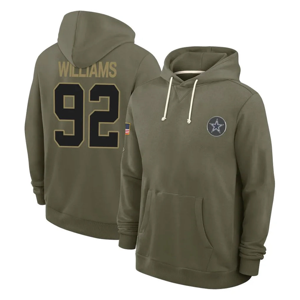D.Cowboys #92 Quinnen Williams Player Olive Salute to Service Pullover Hoodies Limited Ldoa Stitched Jerseys