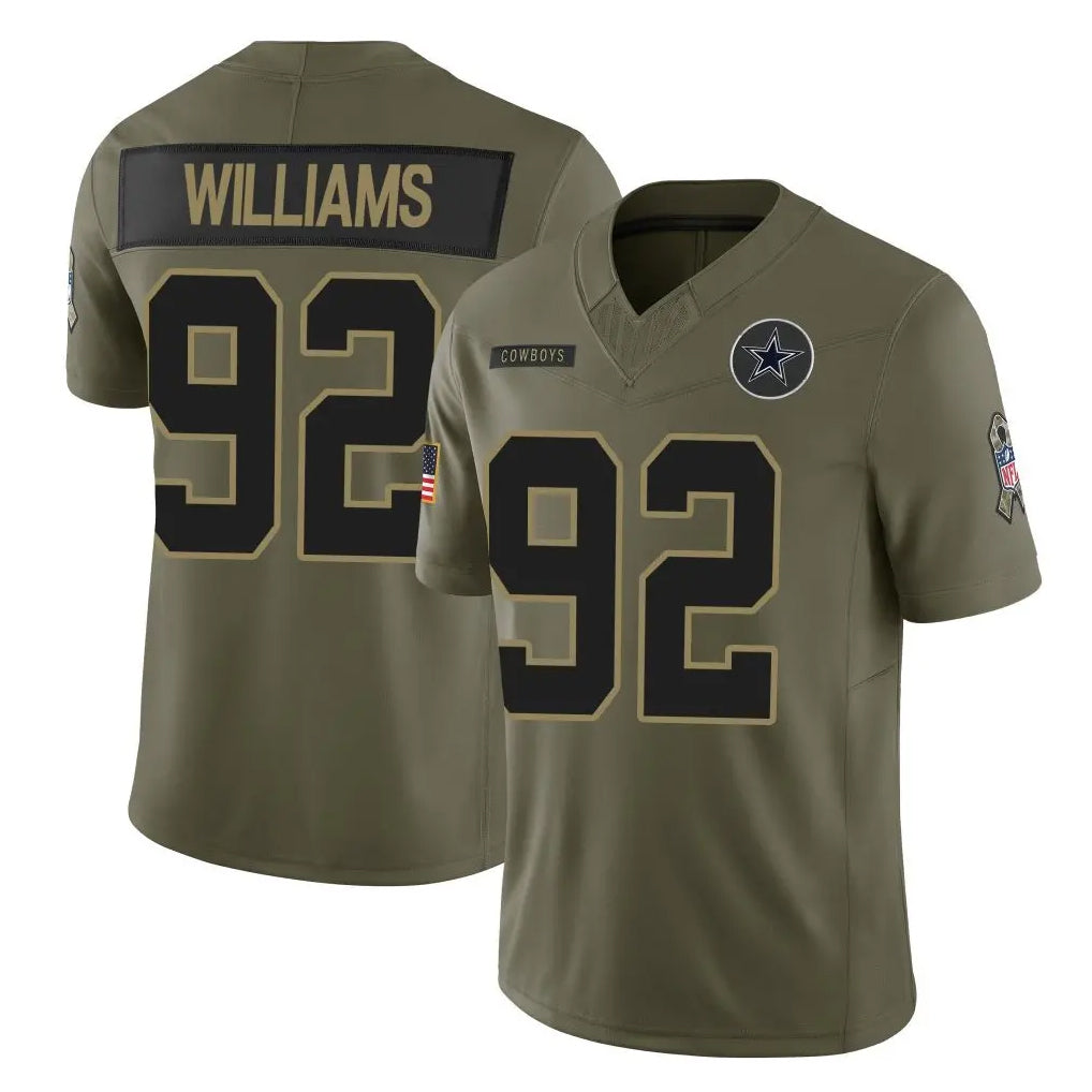D.Cowboys #92 Quinnen Williams Player Olive 2025 Salute to Service Limited Home Game Ldoa Stitched Jerseys