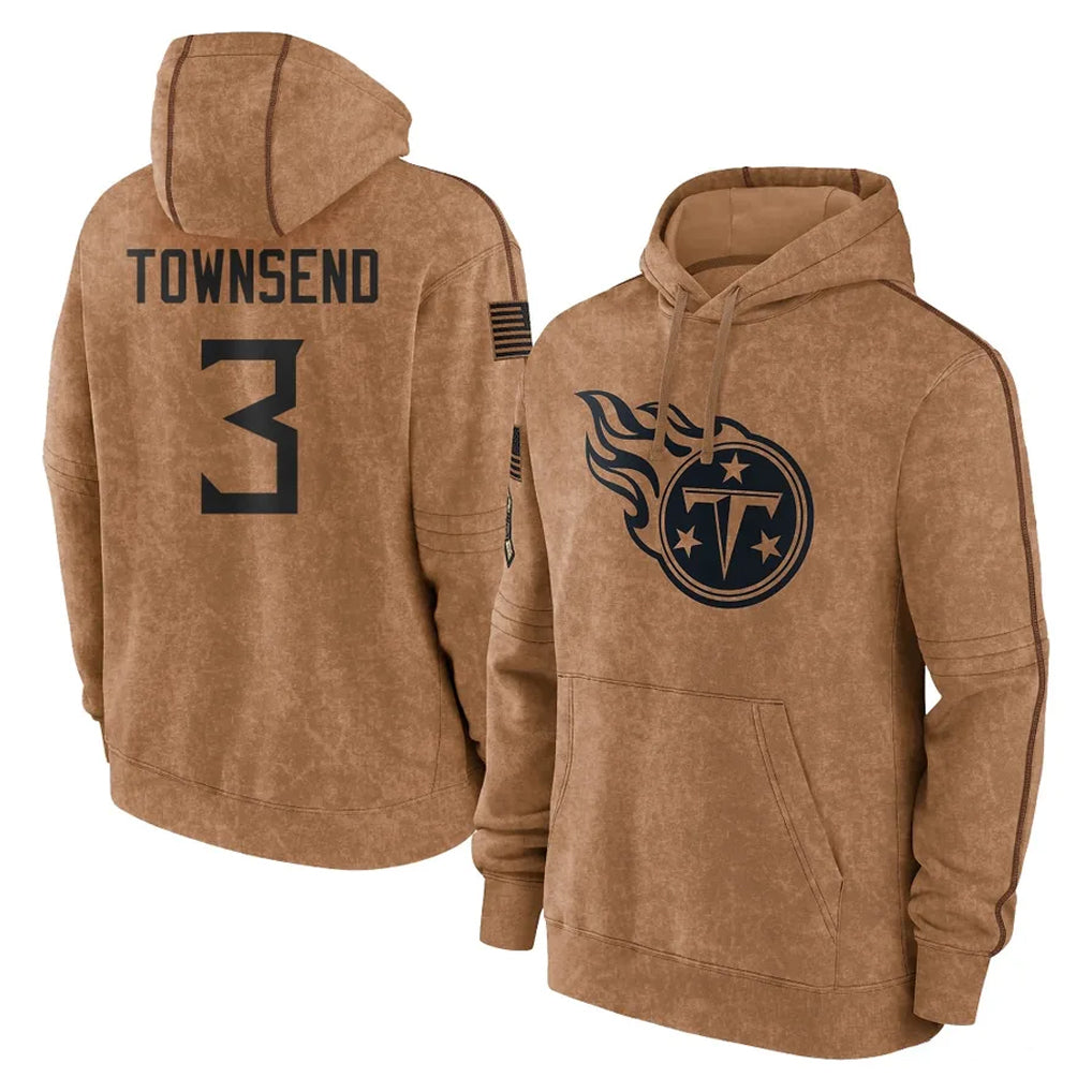 T.Titans #3 Tommy Townsend Player Brown Salute To Service Club Pullover Hoodies Home Game Ldoa Stitched Jerseys
