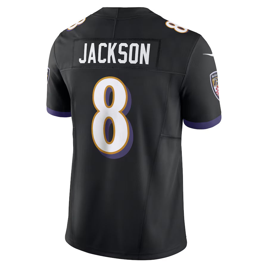 B.Ravens #8 Lamar Jackson Player Black Vapor F.U.S.E. Limited Ldoa Stitched Jerseys