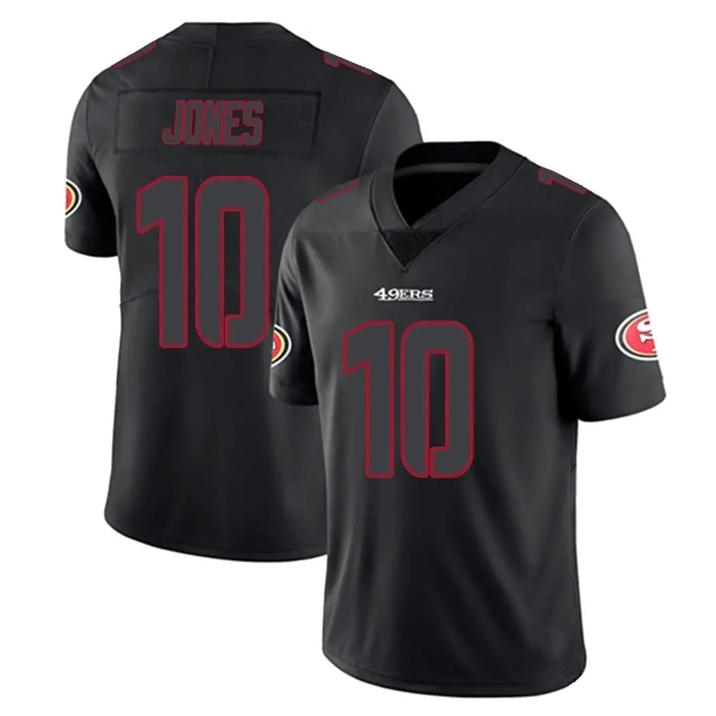 SF.49ers #10 Mac Jones Player Black Impact Limited Home Game Ldoa Stitched Jerseys