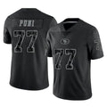 SF.49ers #77 Dominick Puni Player Black Limited Reflective Home Game Ldoa Stitched Jerseys