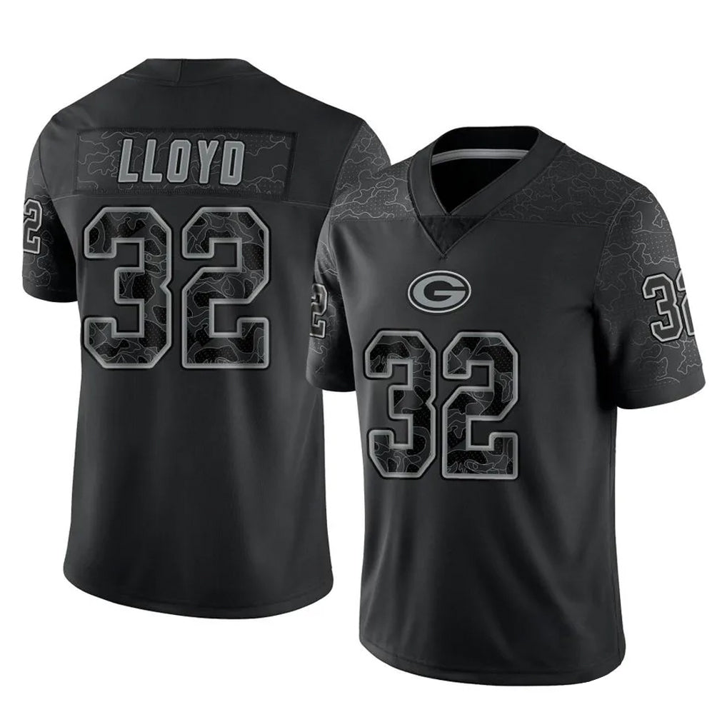 GB.Packers #32 MarShawn Lloyd Player Black Reflective Limited Home Game Ldoa Stitched Jerseys