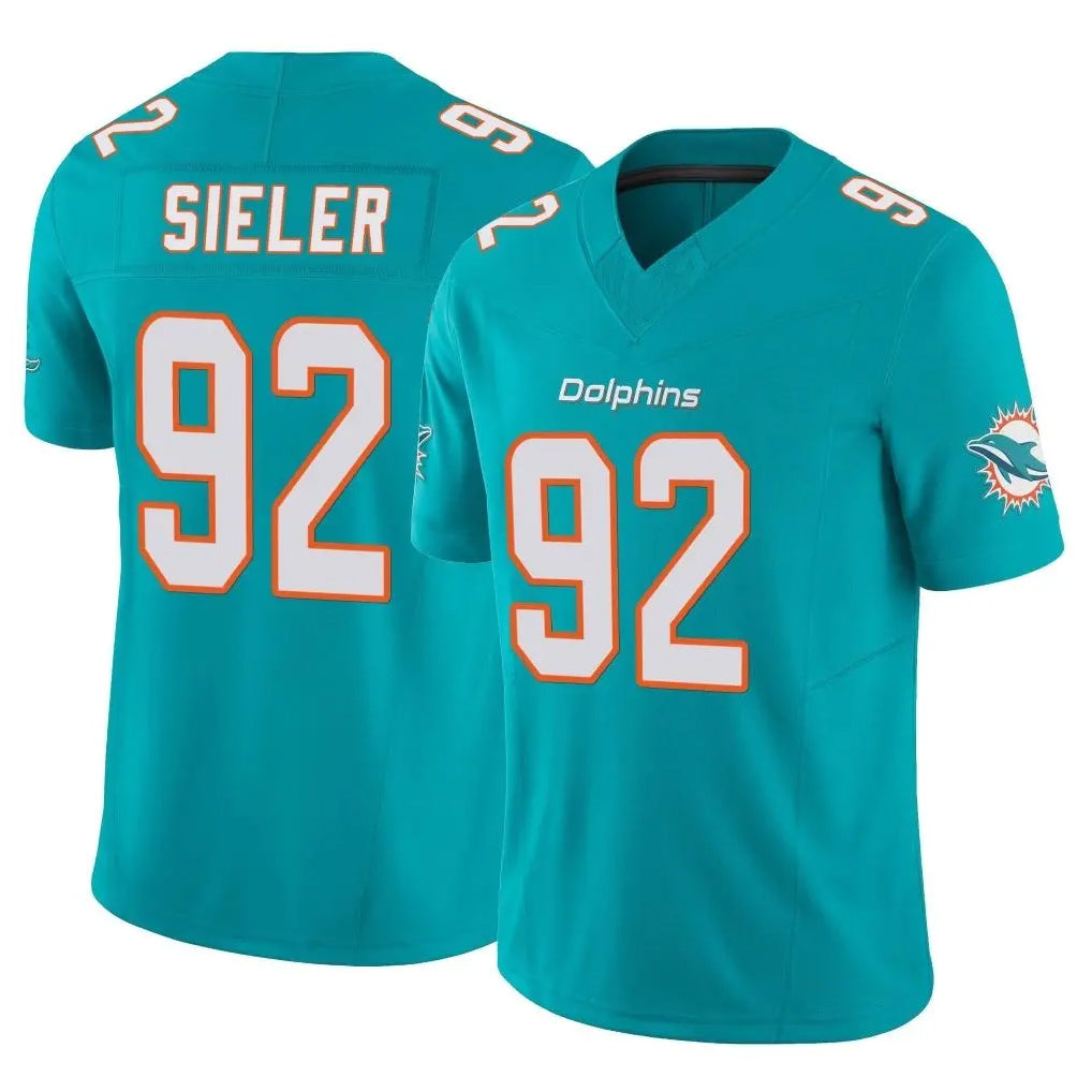 M.Dolphins #92 Zach Sieler Player Aqua Limited Vapor F.U.S.E. Home Game Ldoa Stitched Jerseys