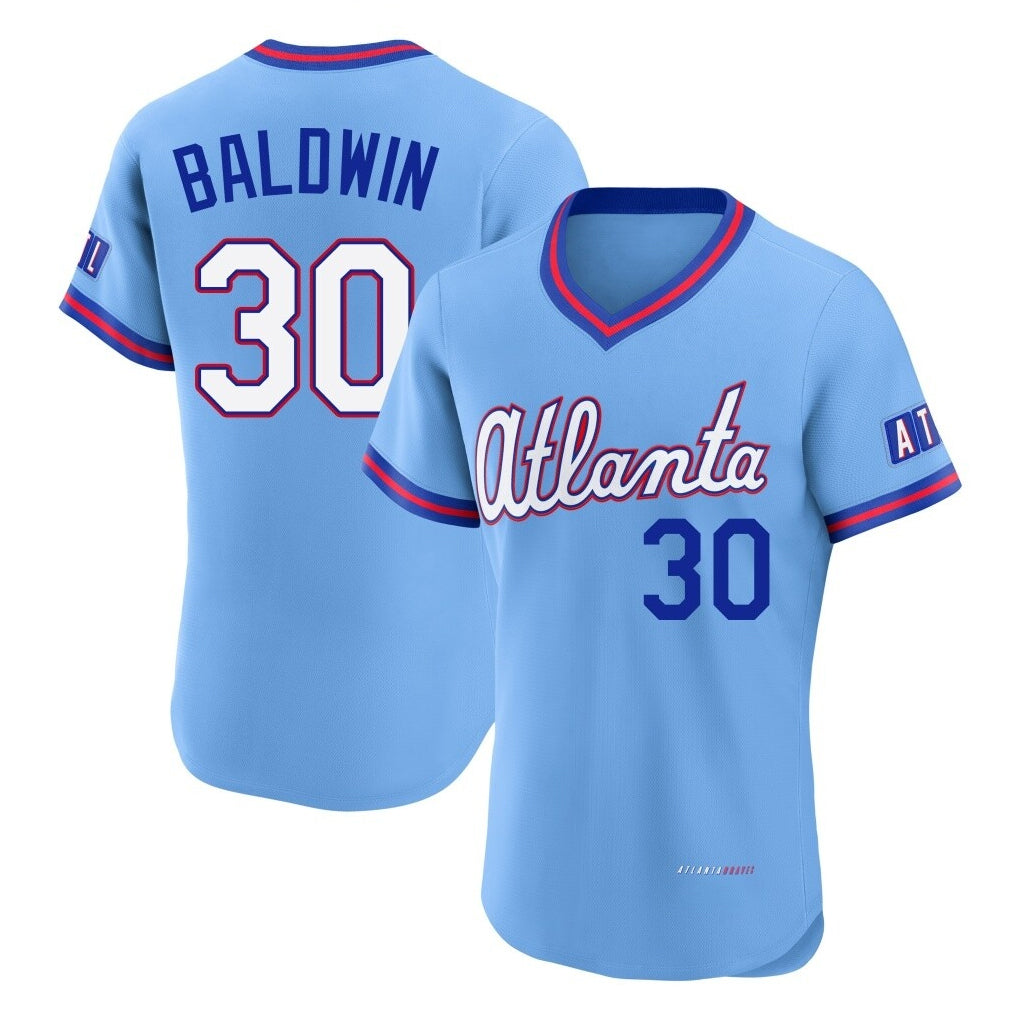 A.Braves #30 Drake Baldwin Player Powder Blue 2026 City Connect T-shirt Limited Elite Home Game Ldoa Stitched Jerseys