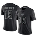 TB.Buccaneers #15 Tez Johnson Player Black Reflective Limited Home Game Ldoa Stitched Jerseys